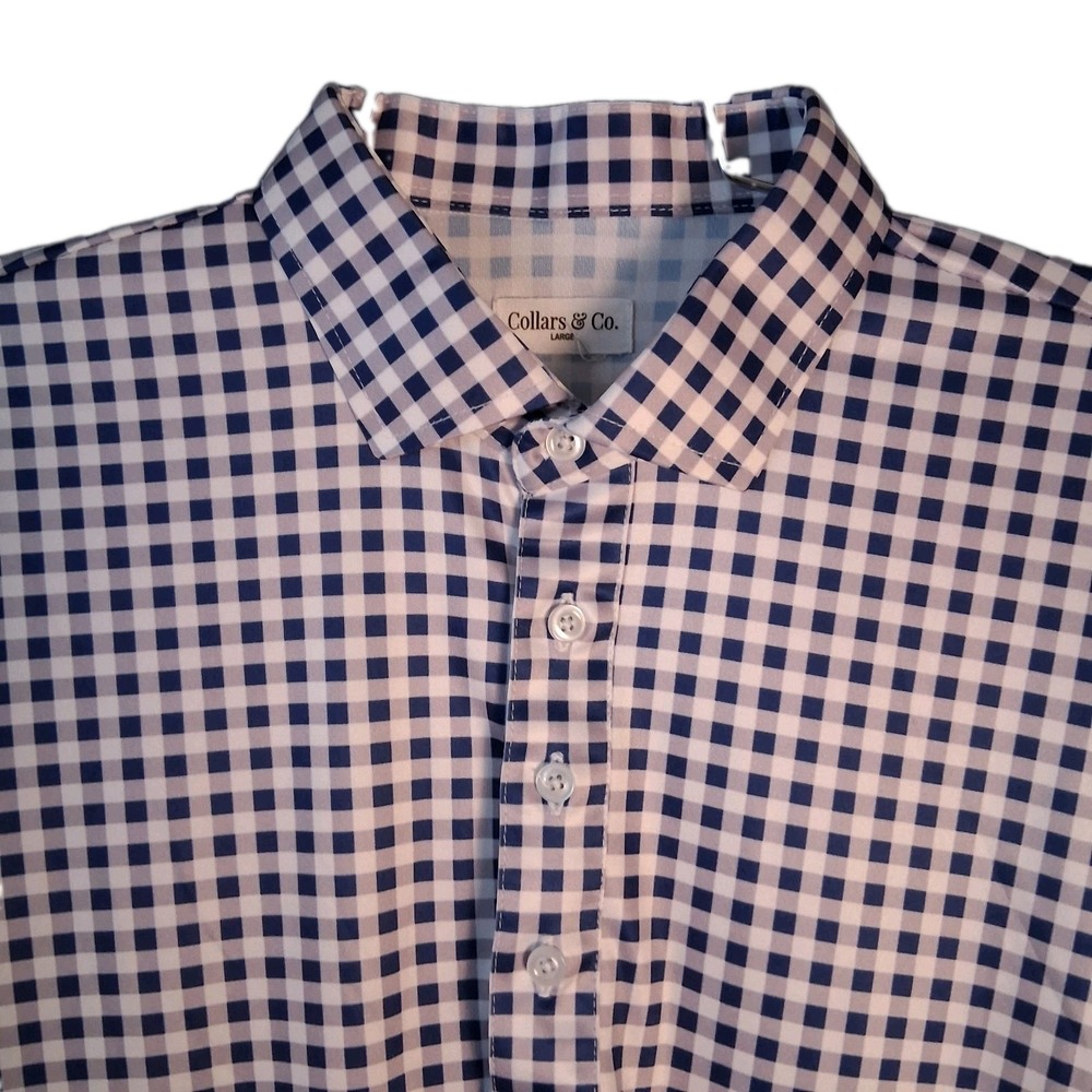 Collars & Co. Polo Shirt Men's Large Purple White Check Lightweight